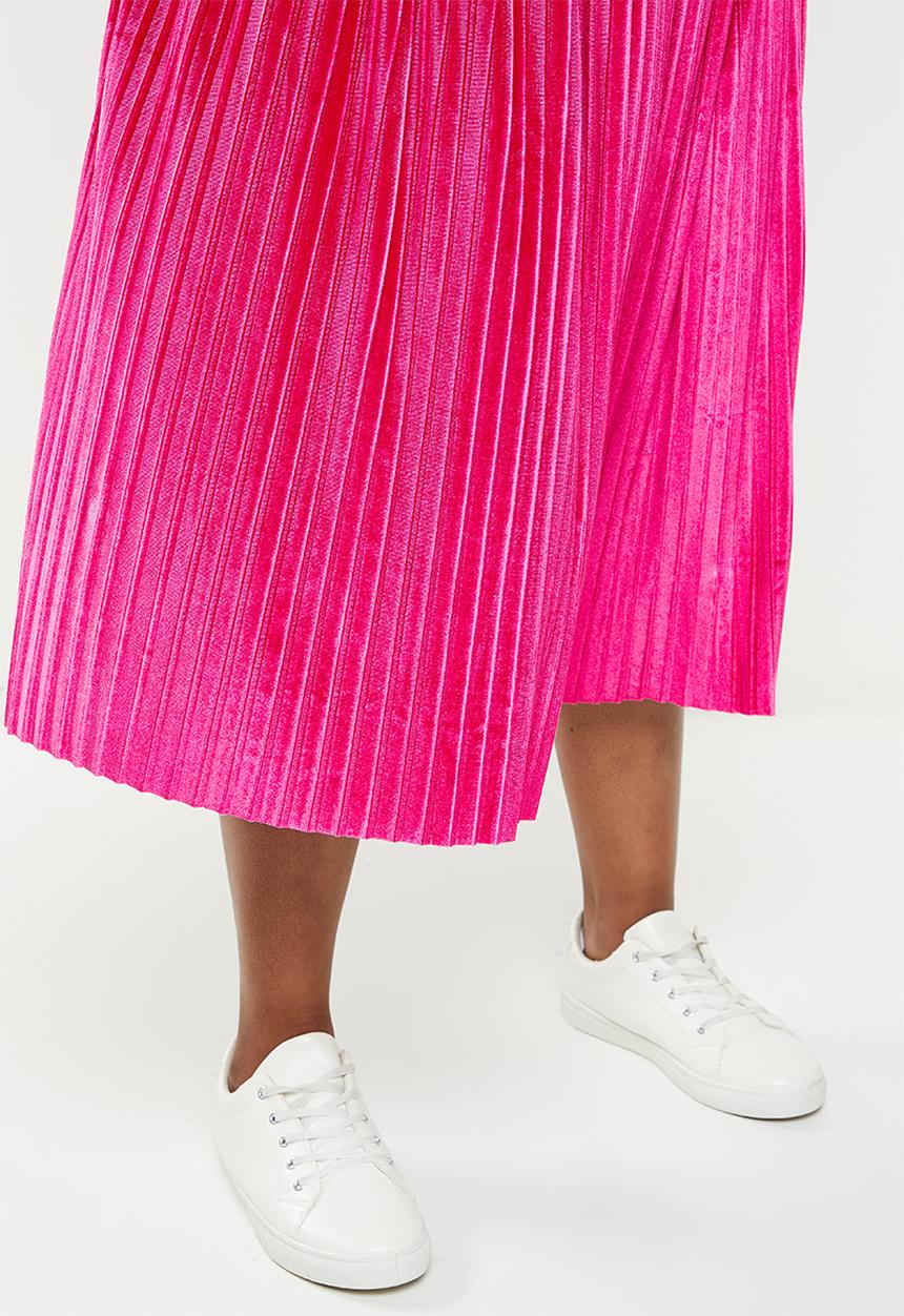 Me&B - Plus velvet maxi skirt - pink
