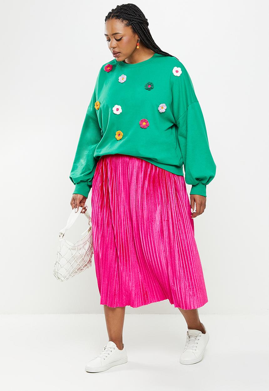 Me&B - Plus velvet maxi skirt - pink