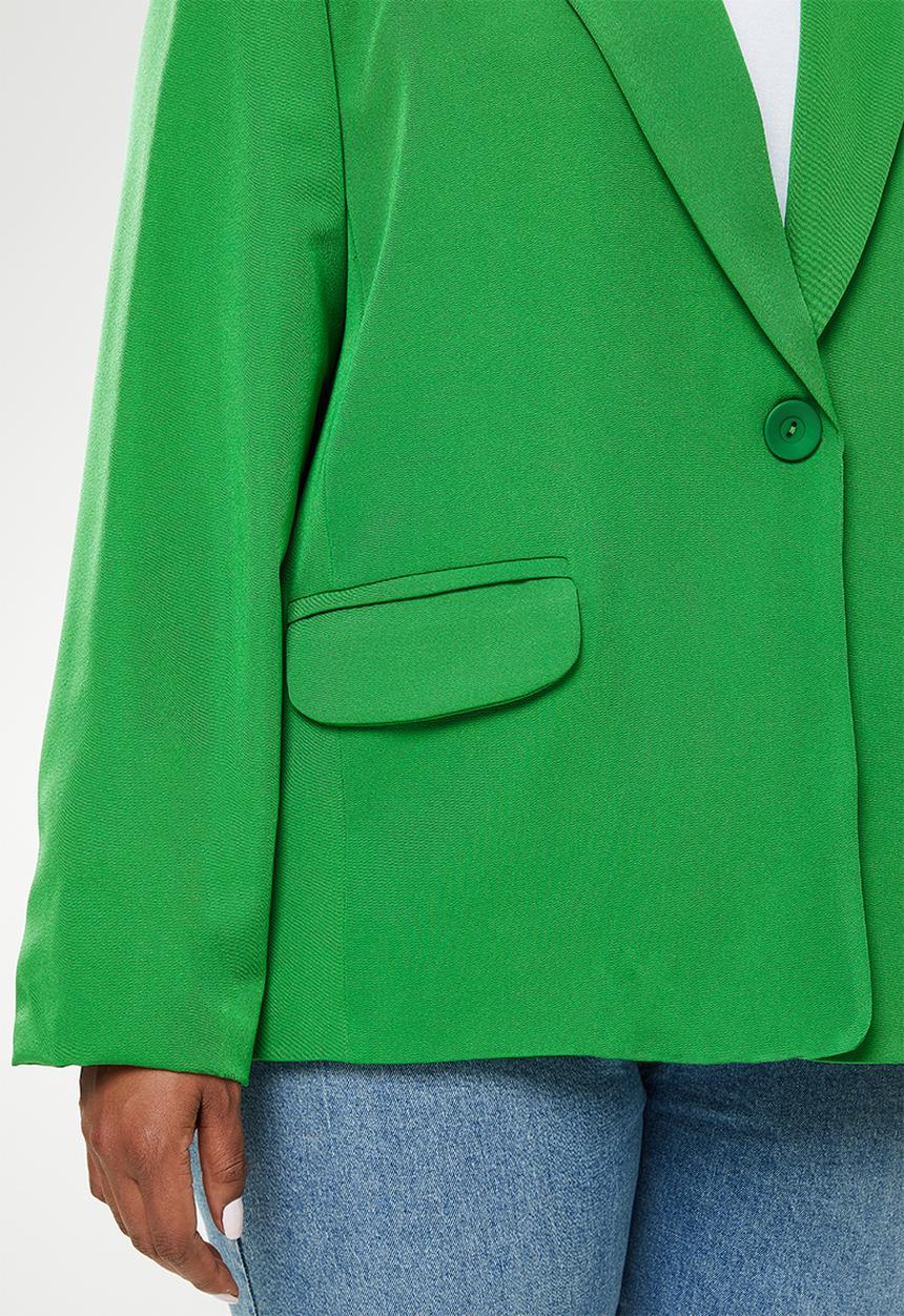 Me&B - Plus button long blazer - green