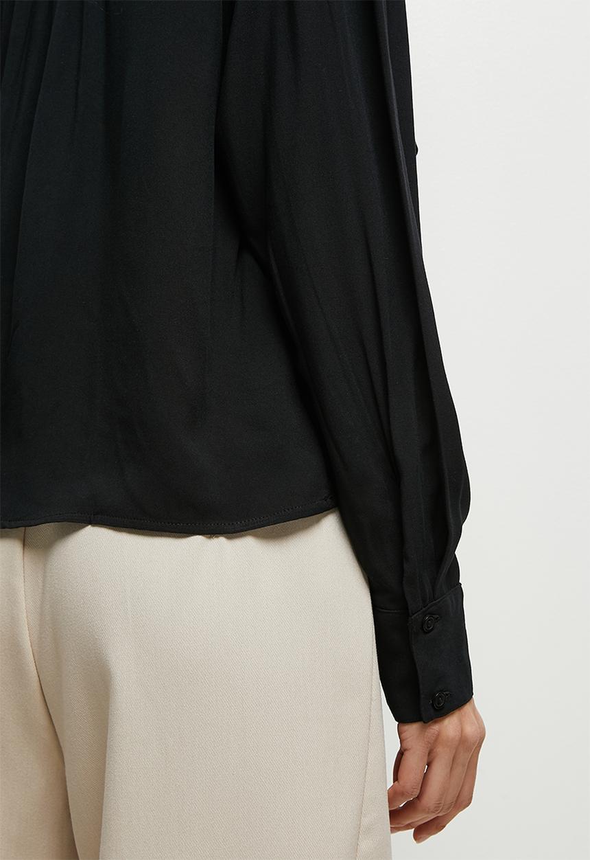 edit - Highneck ruffle detail blouse - black