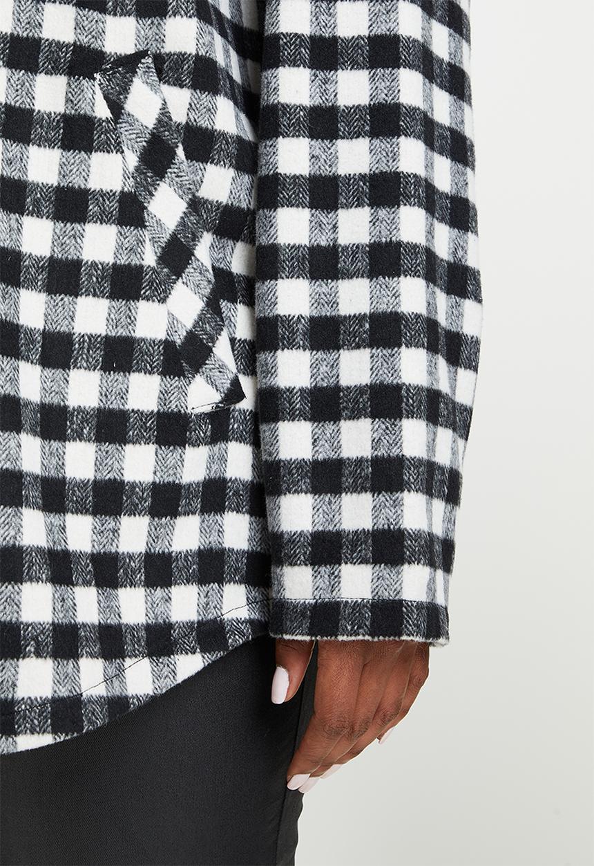 Me&B - Plus brushed check shacket - black & white 