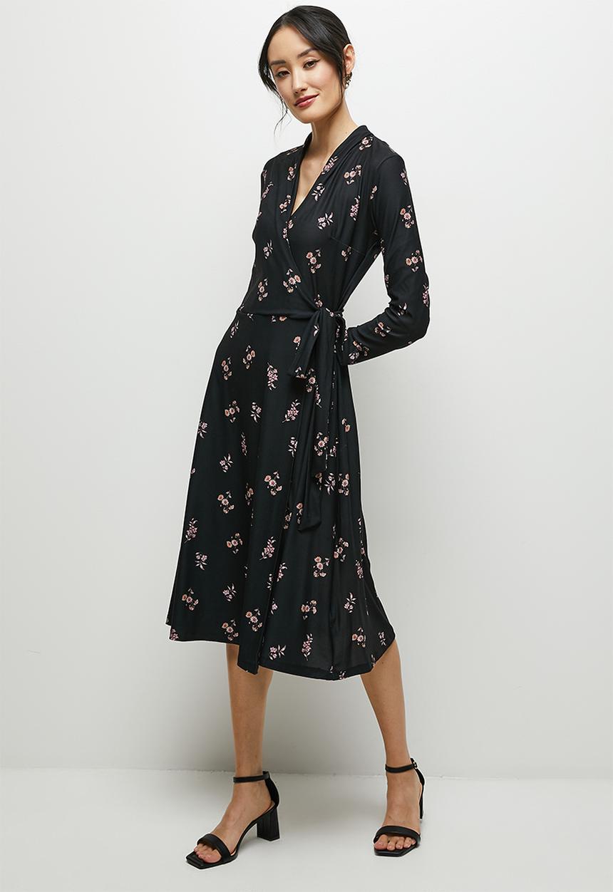 MILLA - Wrap midi dress - spaced floral