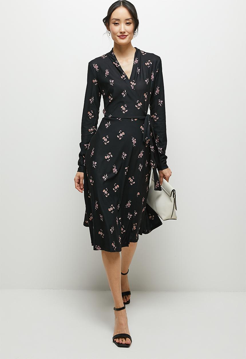 MILLA - Wrap midi dress - spaced floral