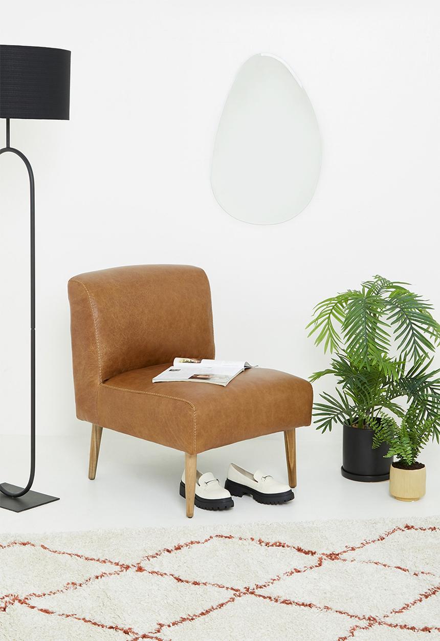 Sixth Floor - Genuine Leather Lounge Chair - Brown