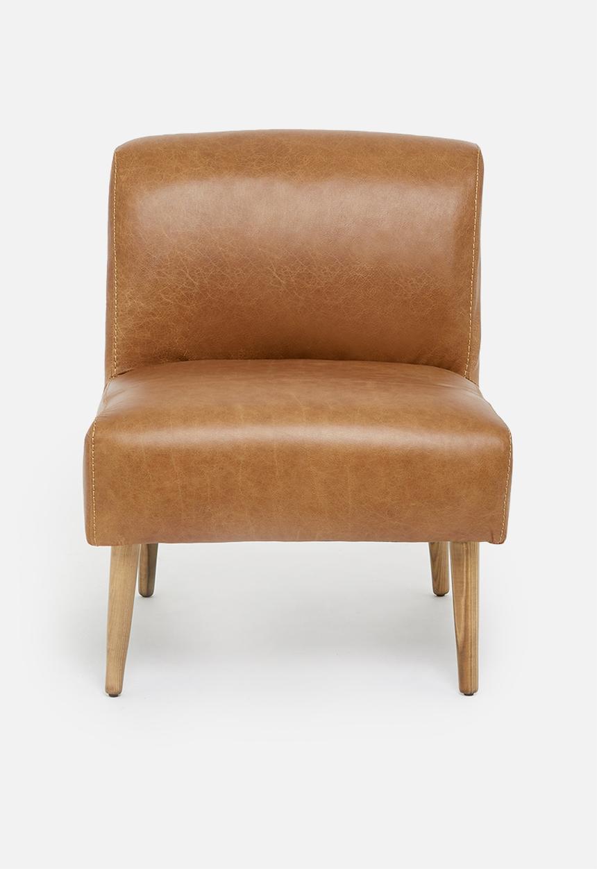 Sixth Floor - Genuine Leather Lounge Chair - Brown