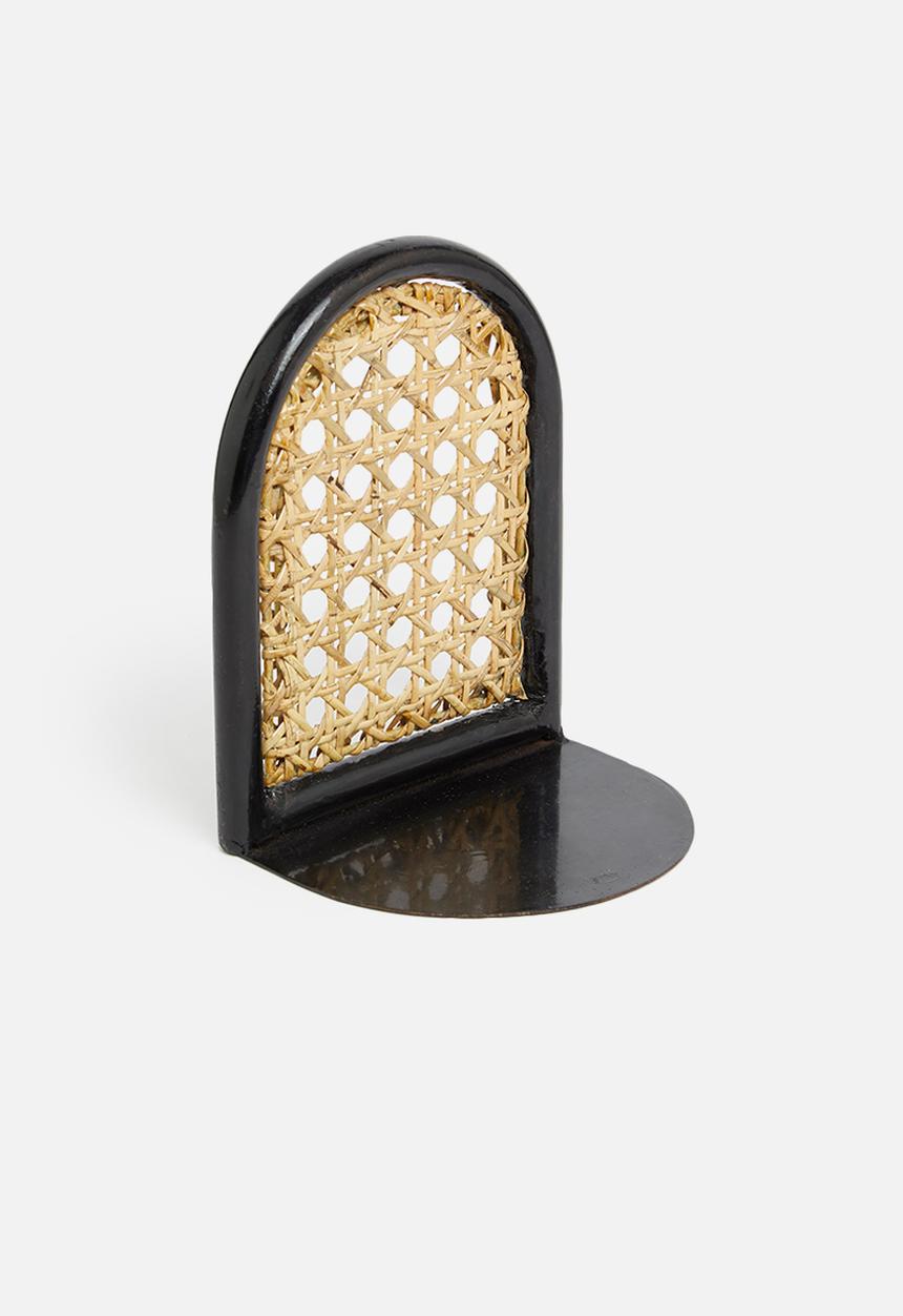 Sixth Floor - Rattan and metal bookend - black