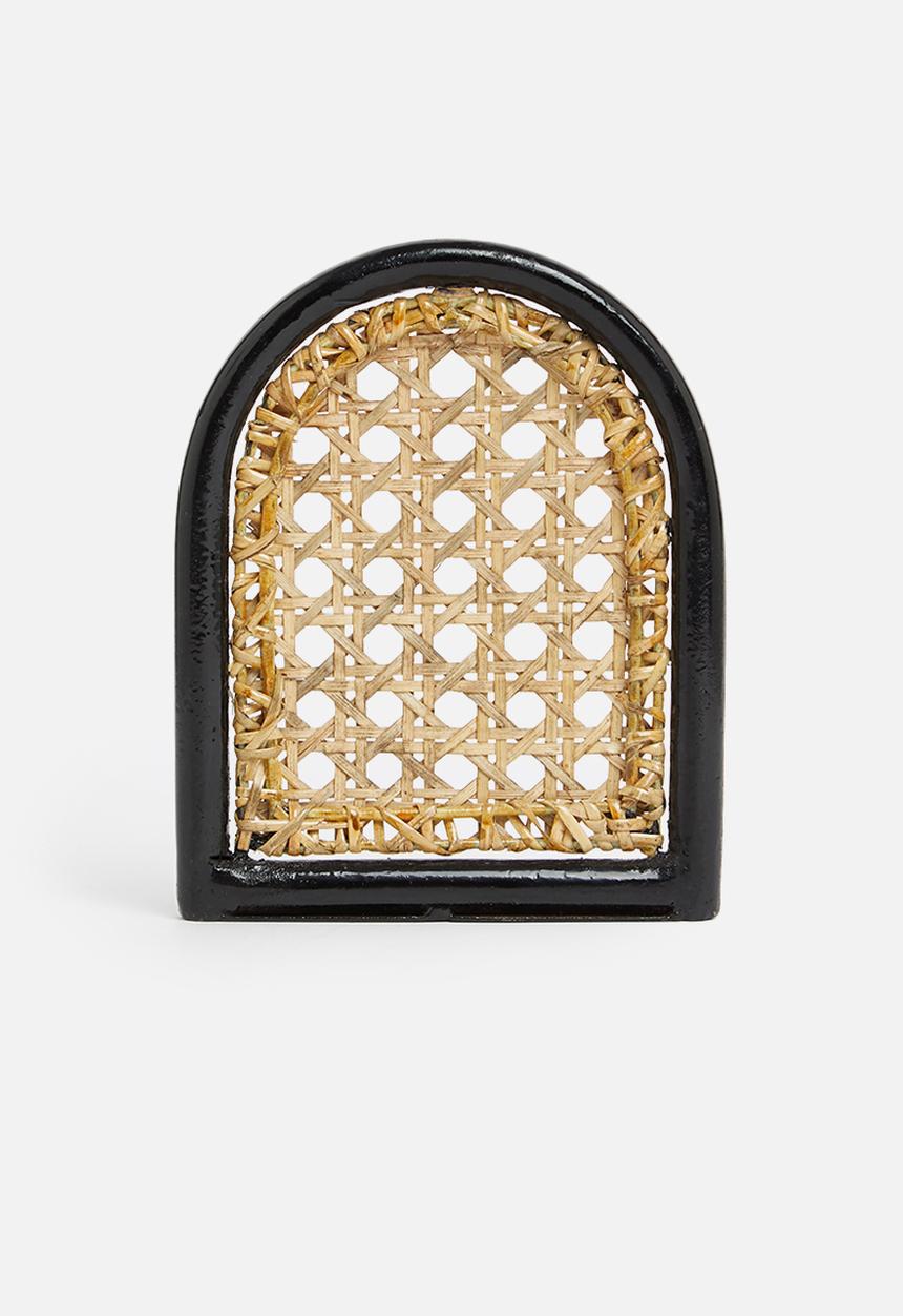 Sixth Floor - Rattan and metal bookend - black