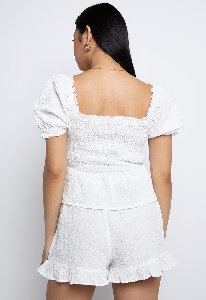 Daisy Street - Crinkle crop top - white