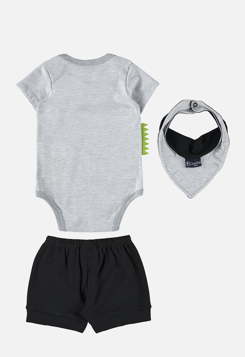 Quimby - Bodysuit, shorts and bib set - grey