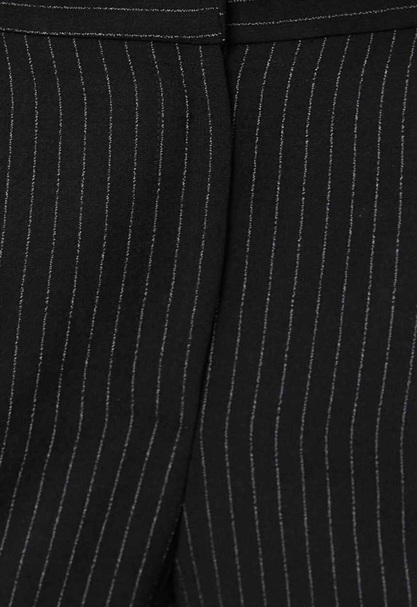 Koton - Medium rise striped trousers - black 