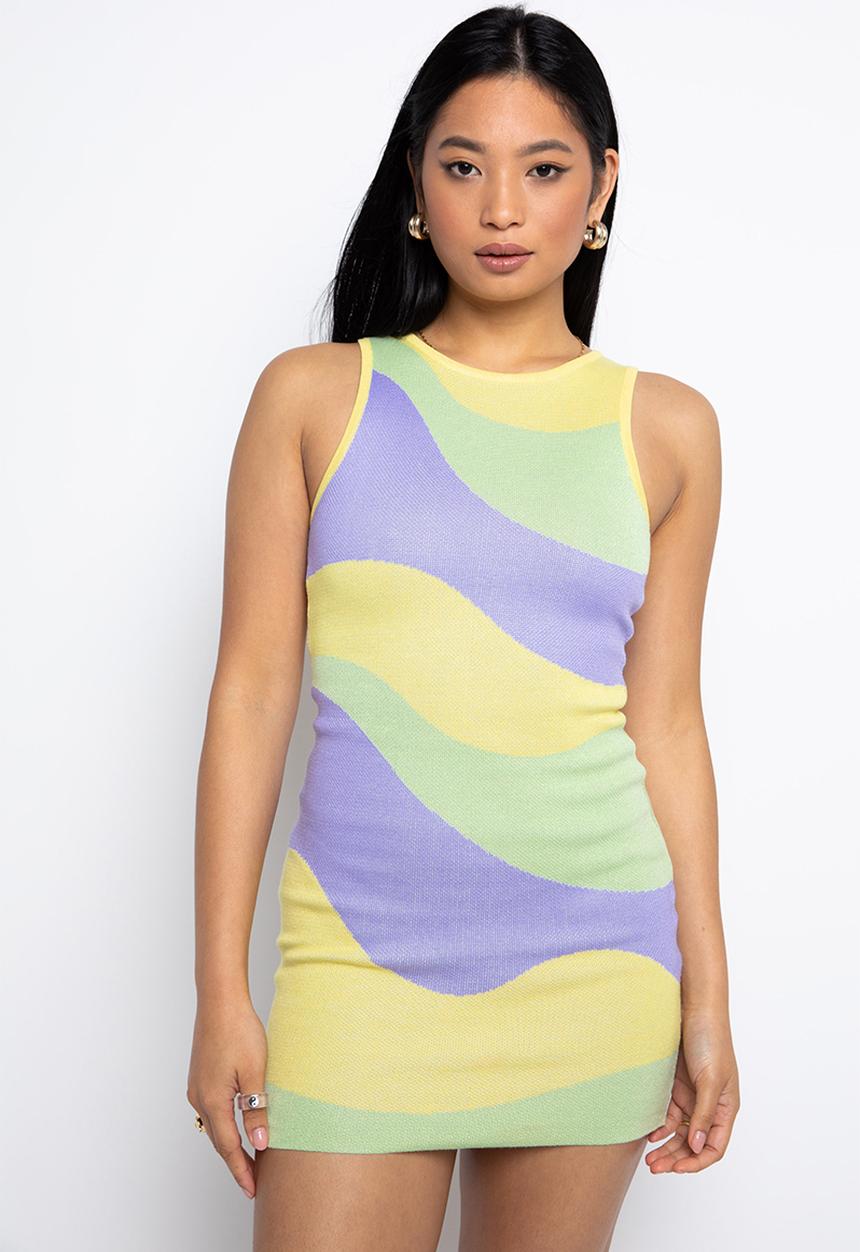 Daisy Street - Knit mini dress - wavy pastels