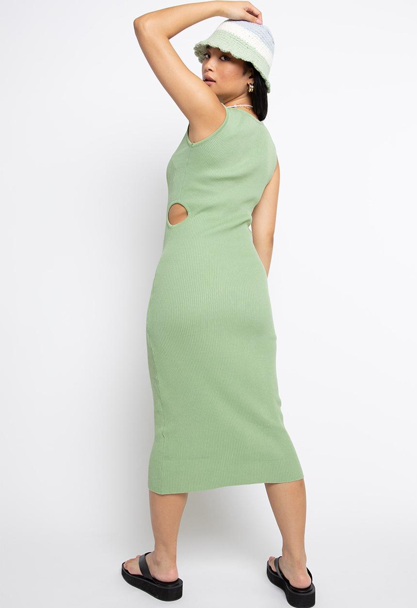 Daisy Street - Cut out midi knit dress - pale green