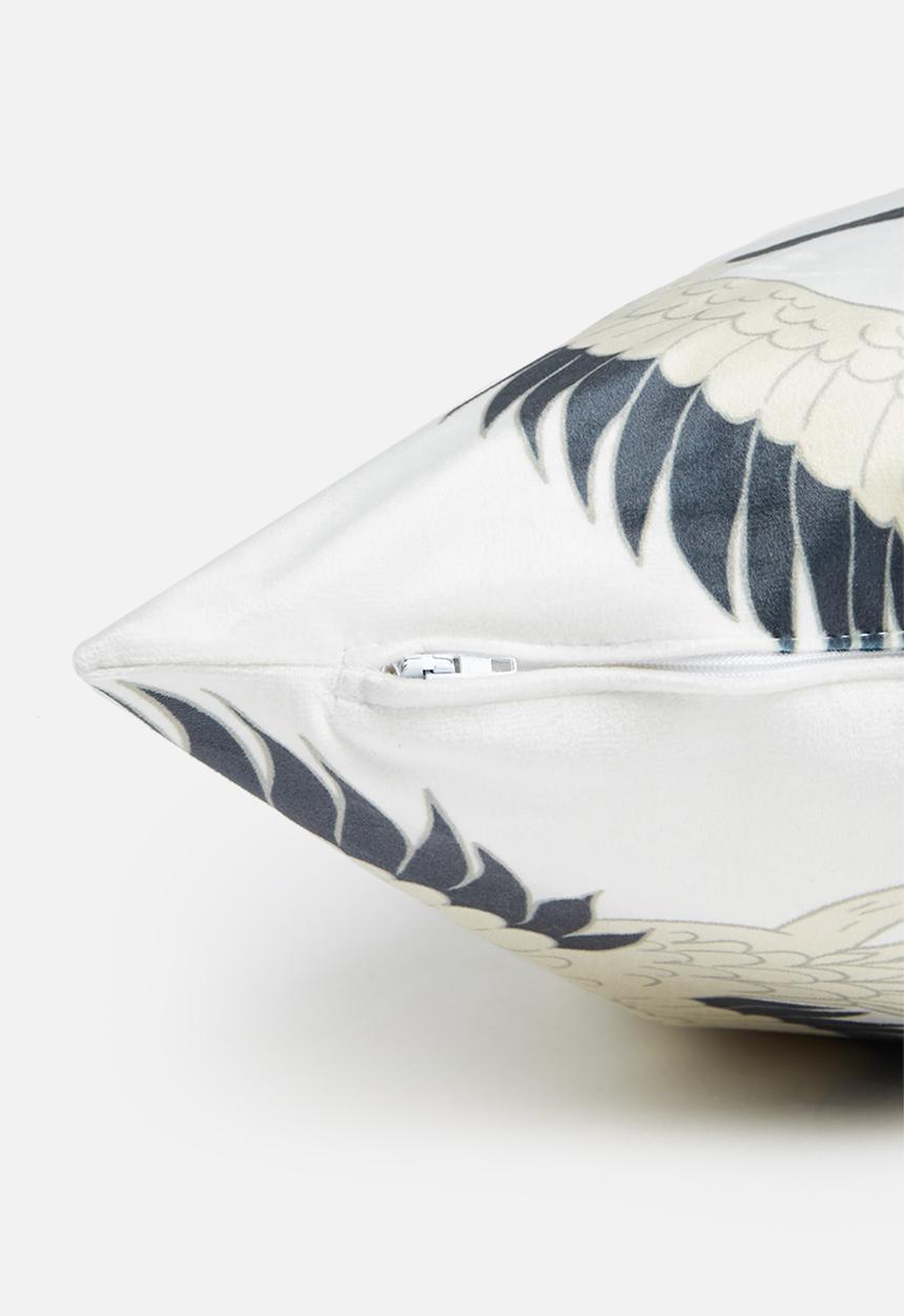 Sixth Floor - Tsuru tori velvet cushion -multi