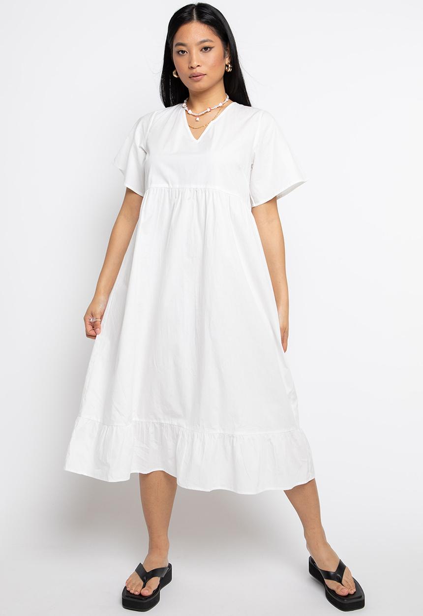 Daisy Street - Frill hem midi dress - white
