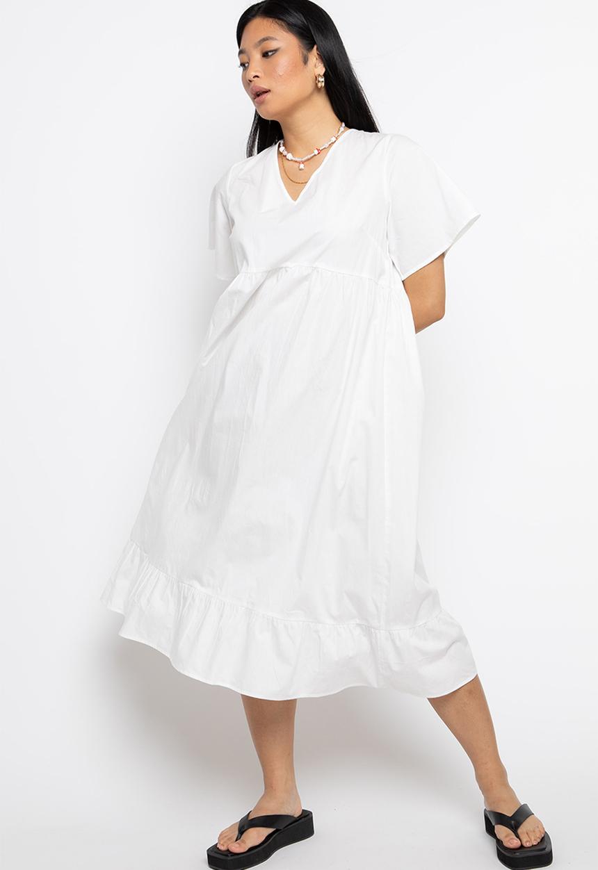 Daisy Street - Frill hem midi dress - white