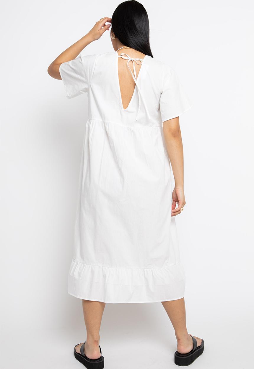 Daisy Street - Frill hem midi dress - white