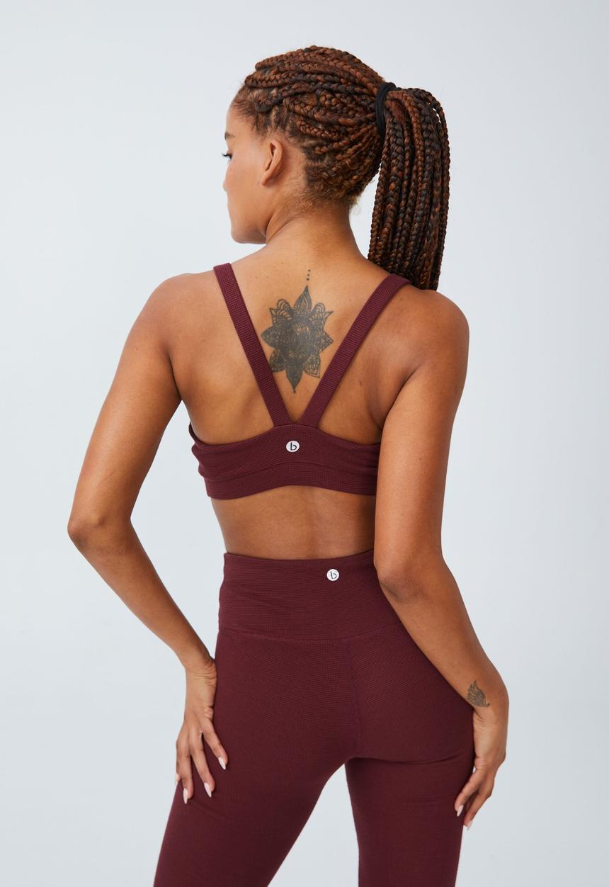 Cotton On - Waffle twist front crop - burgundy
