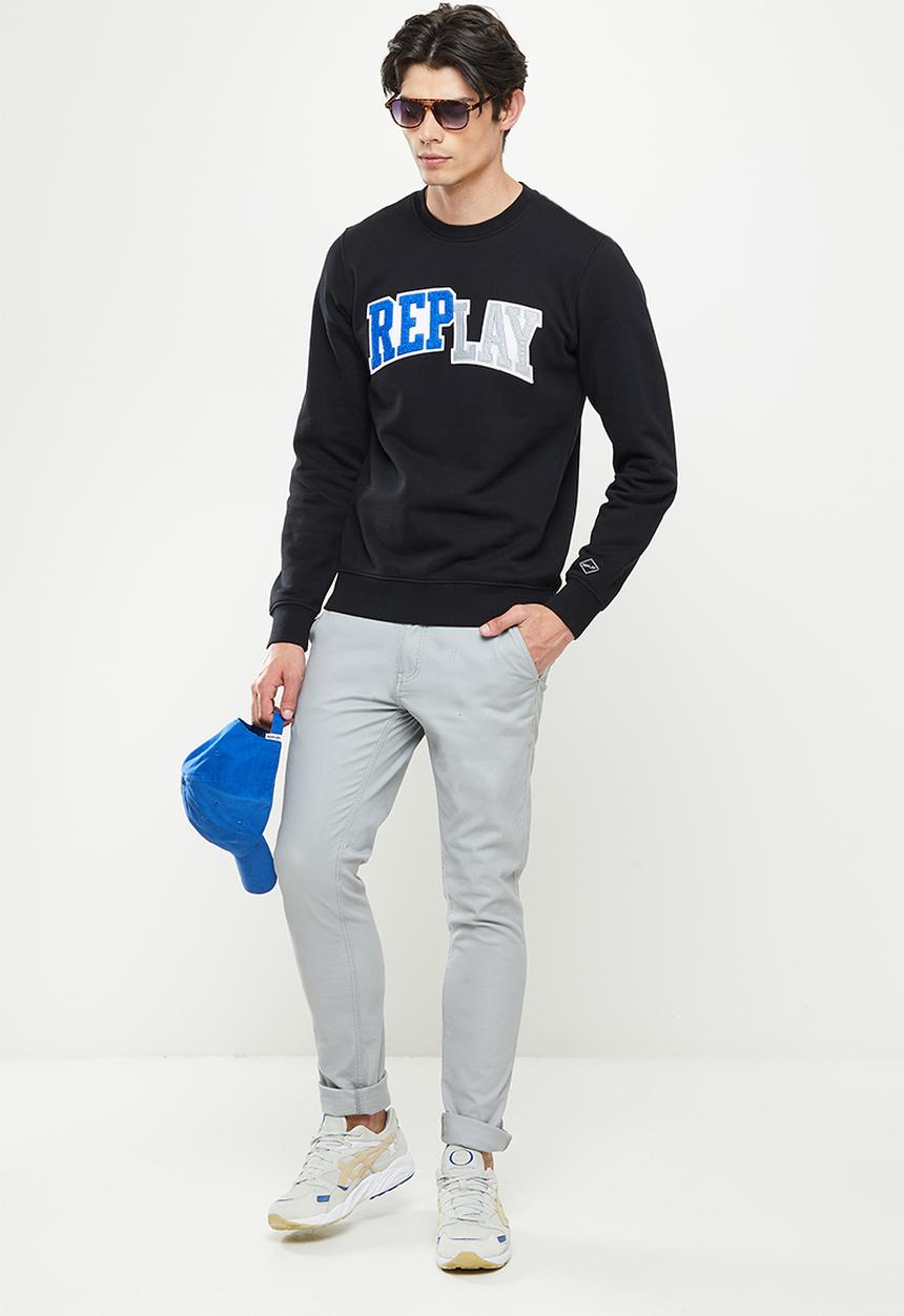 Replay - Replay branded crew sweat - black