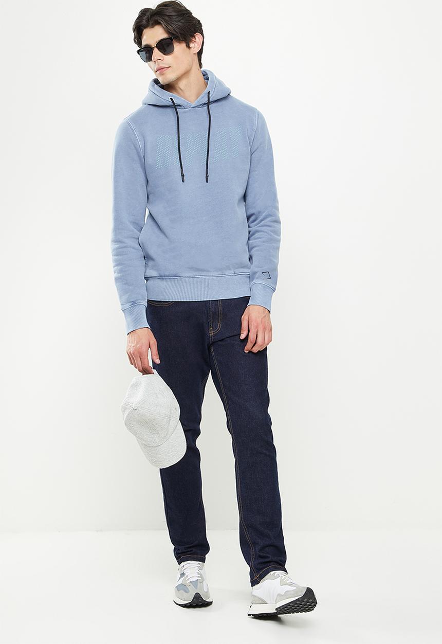 Replay - Replay washed printed hoodie - light blue