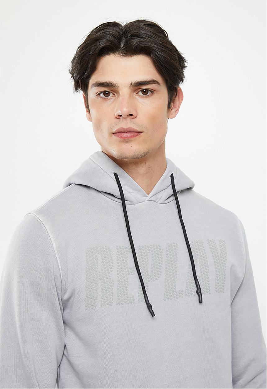 Replay - Replay washed printed hoodie - grey