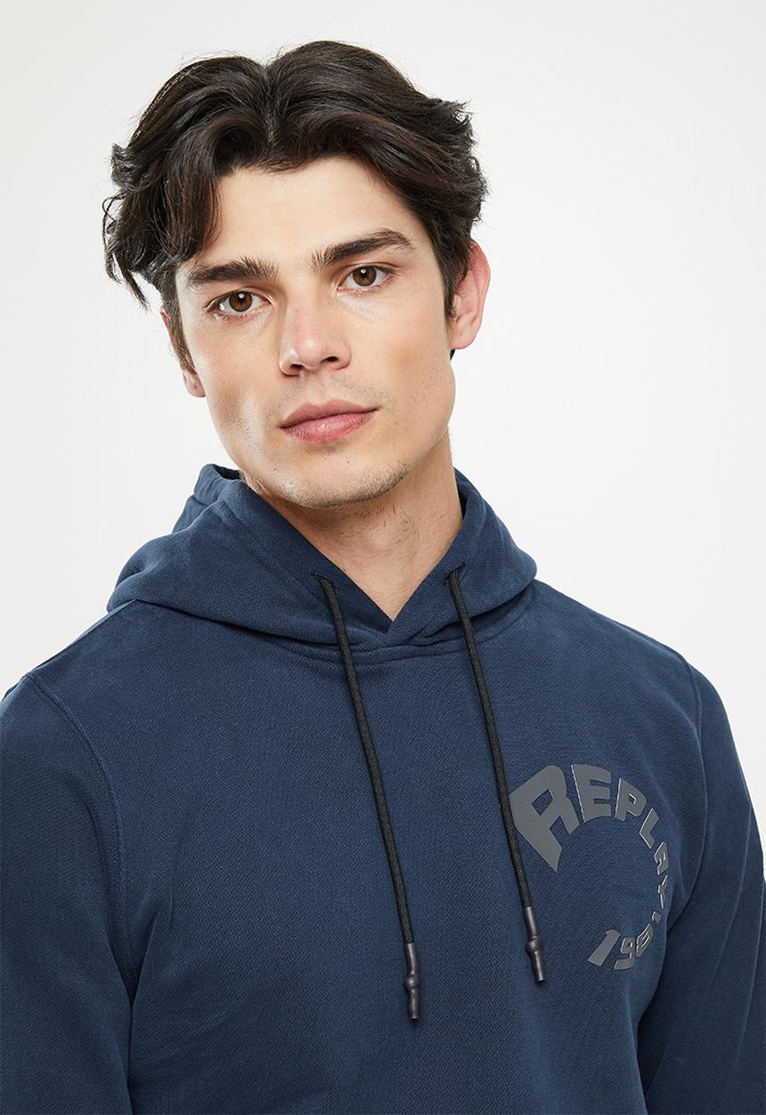 Replay - Replay small logo hoodie - blue