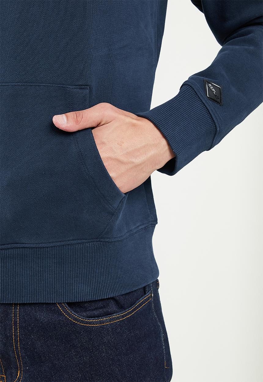 Replay - Replay small logo hoodie - blue