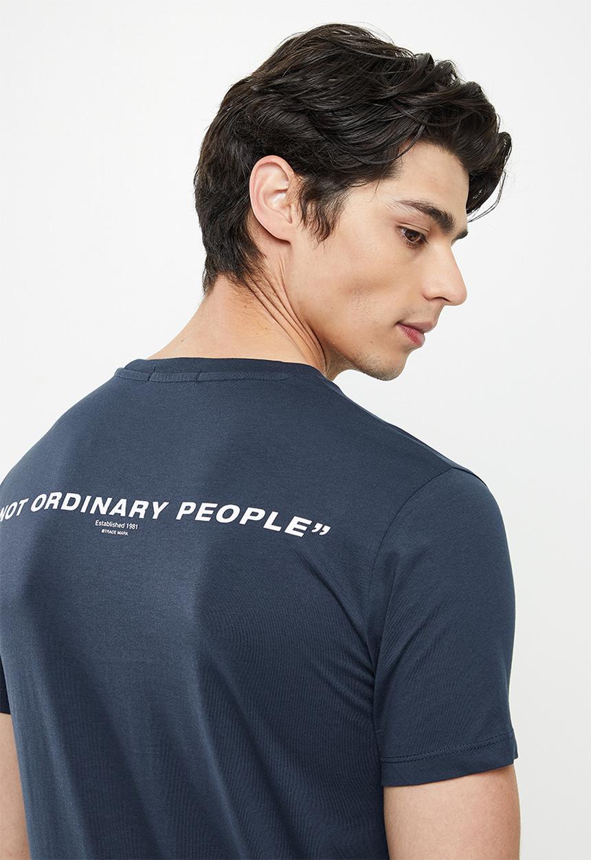 Replay - Replay back print slogan tee - navy