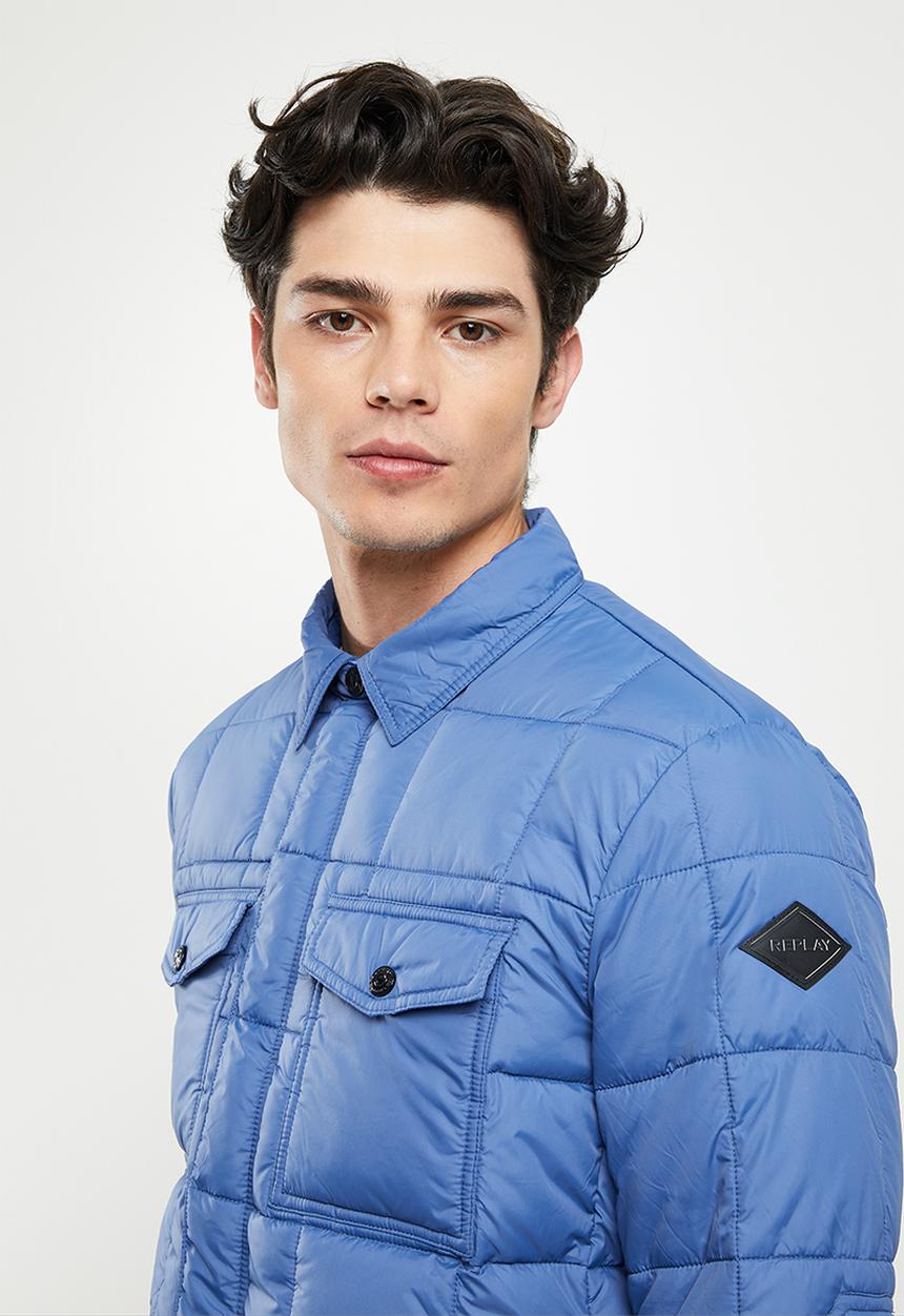 Replay - Utility puffer zip jacket - light blue