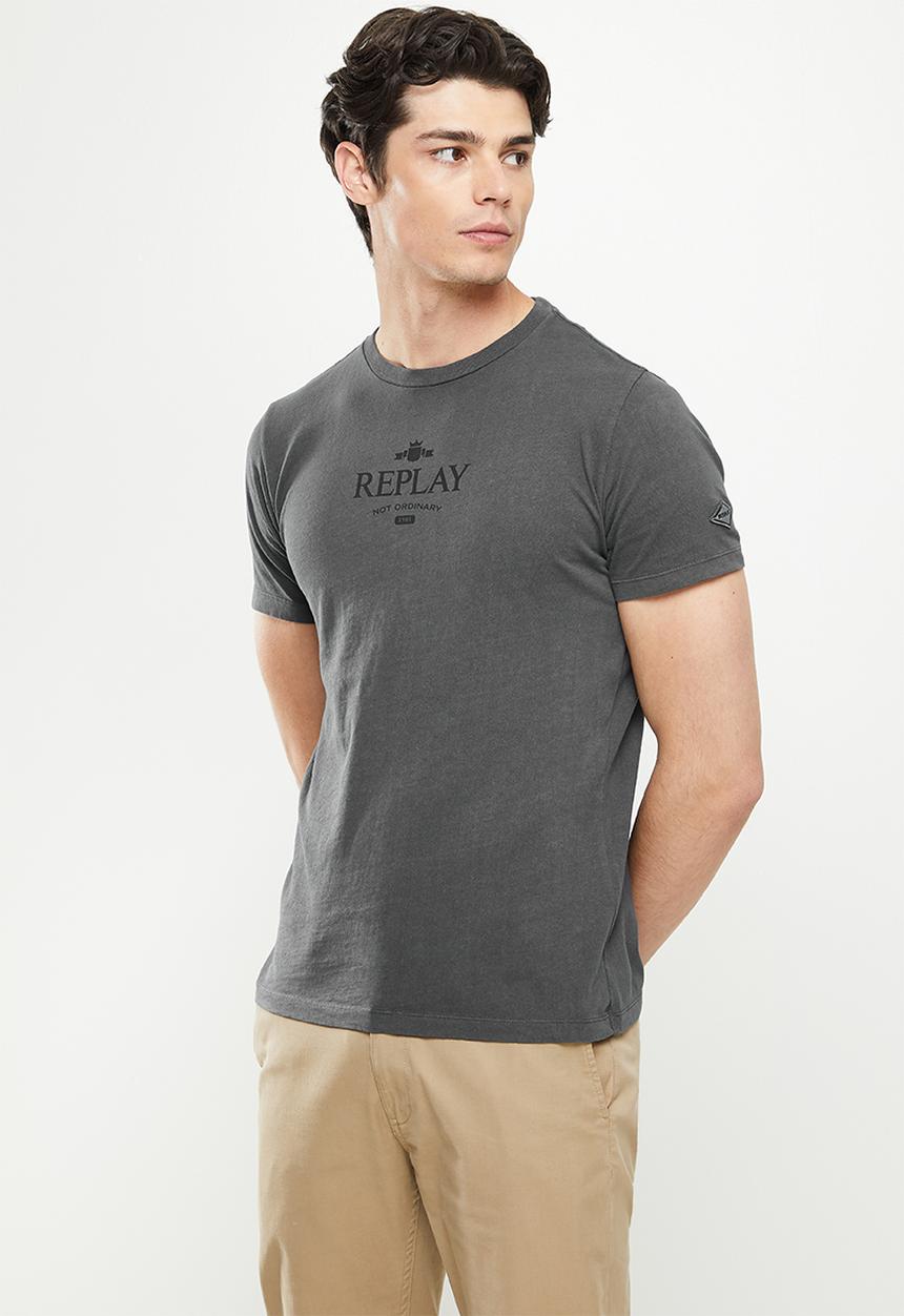 Replay - Replay chest print tee - charcoal
