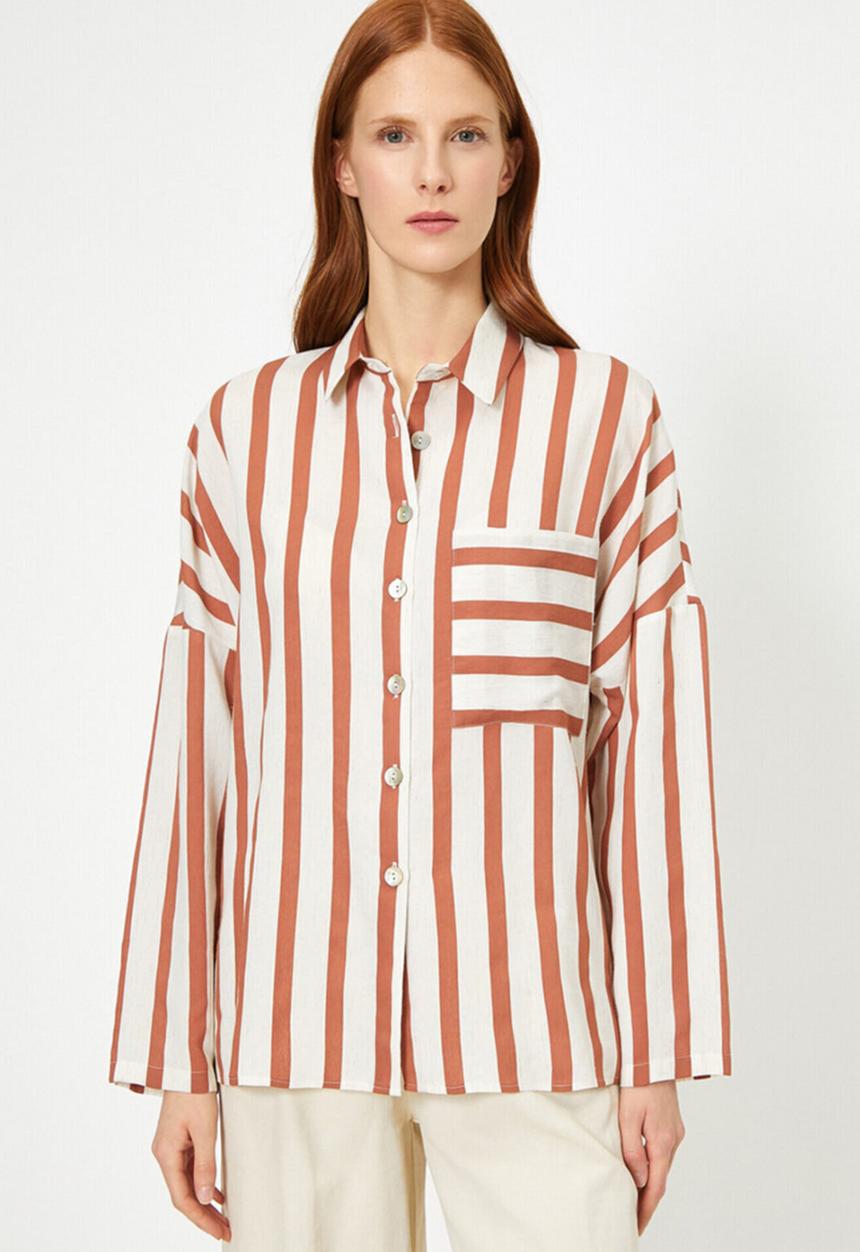 Koton - Classic long sleeve shirt - striped brown