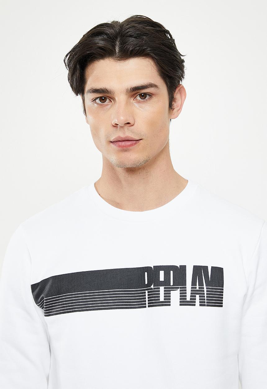 Replay - Replay side printed logo sweat crew - white