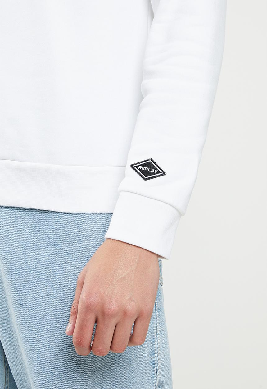 Replay - Replay side printed logo sweat crew - white