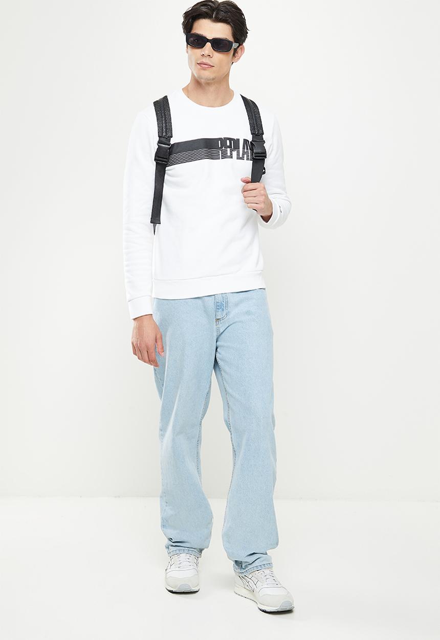 Replay - Replay side printed logo sweat crew - white