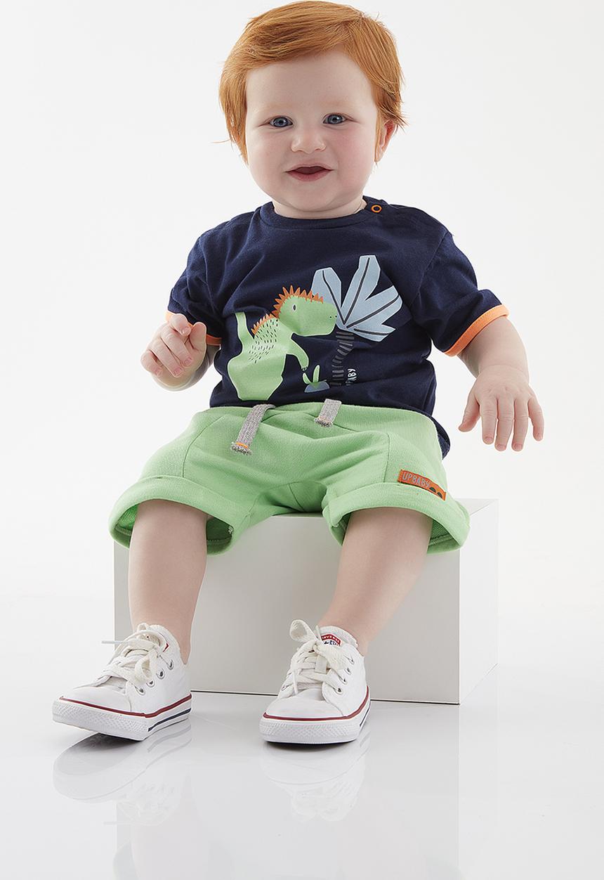 UP Baby - Tee & sweat bermuda - dark blue & green