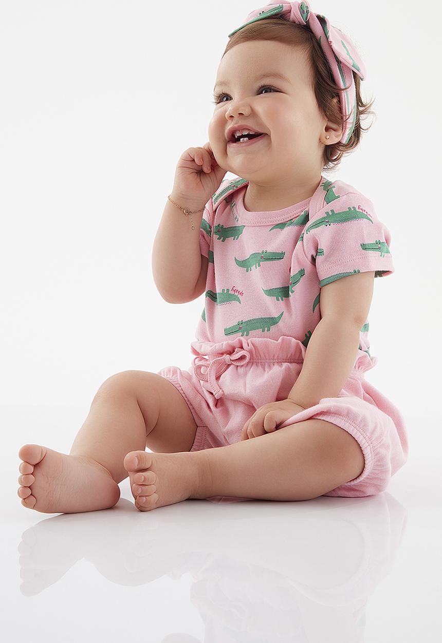 UP Baby - Bodysuit, shorts and headband - pink
