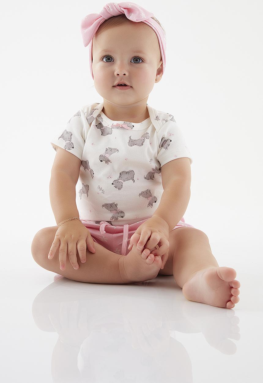 UP Baby - Bodysuit, shorts and headband - off white & pink