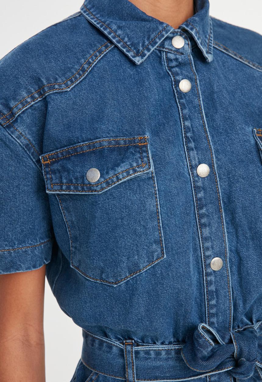 Koton - Belt mini denim dress - blue