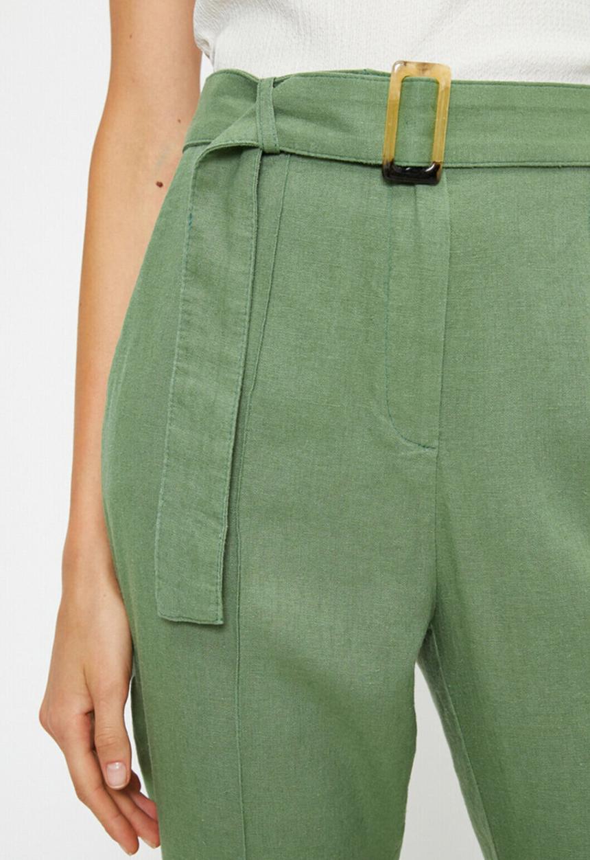 Koton - High waisted belted pants - green