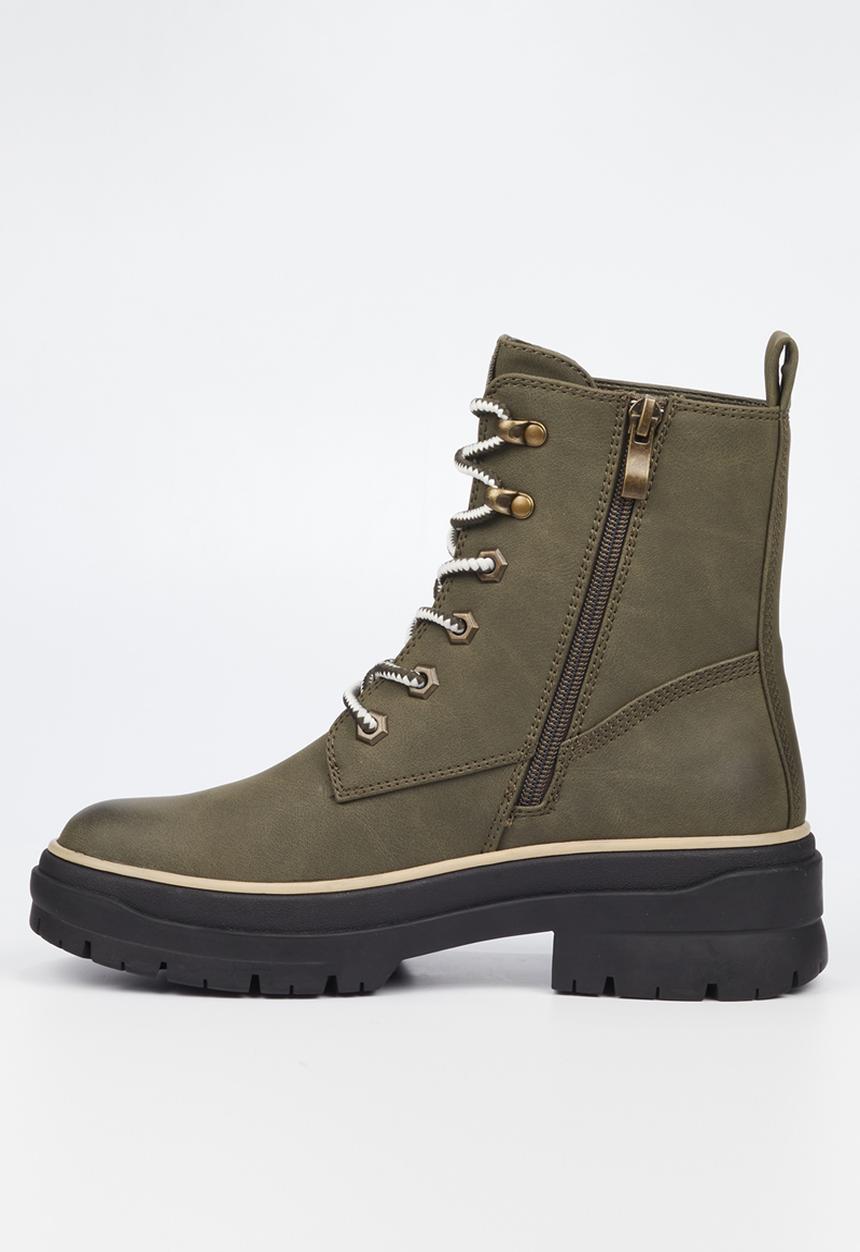 Miss Black - Berlan1 lace up ankle boot - olive
