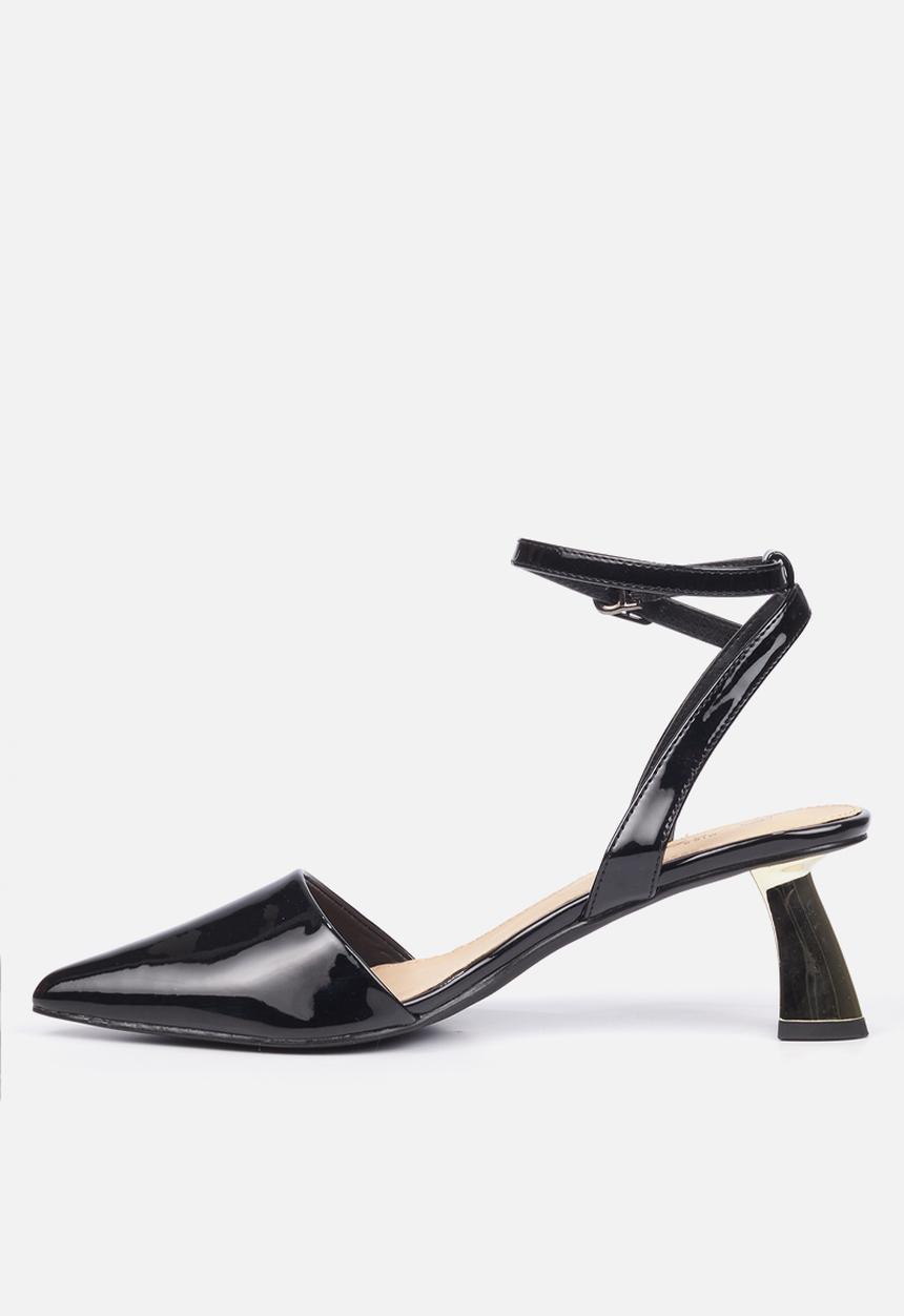 Miss Black - Cartier2 ankle tie block heel - black