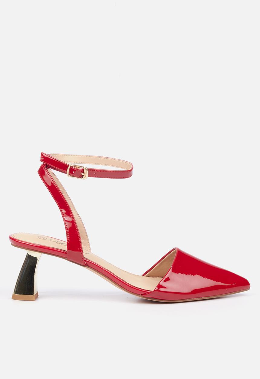 Miss Black - Cartier2 ankle tie block heel - red