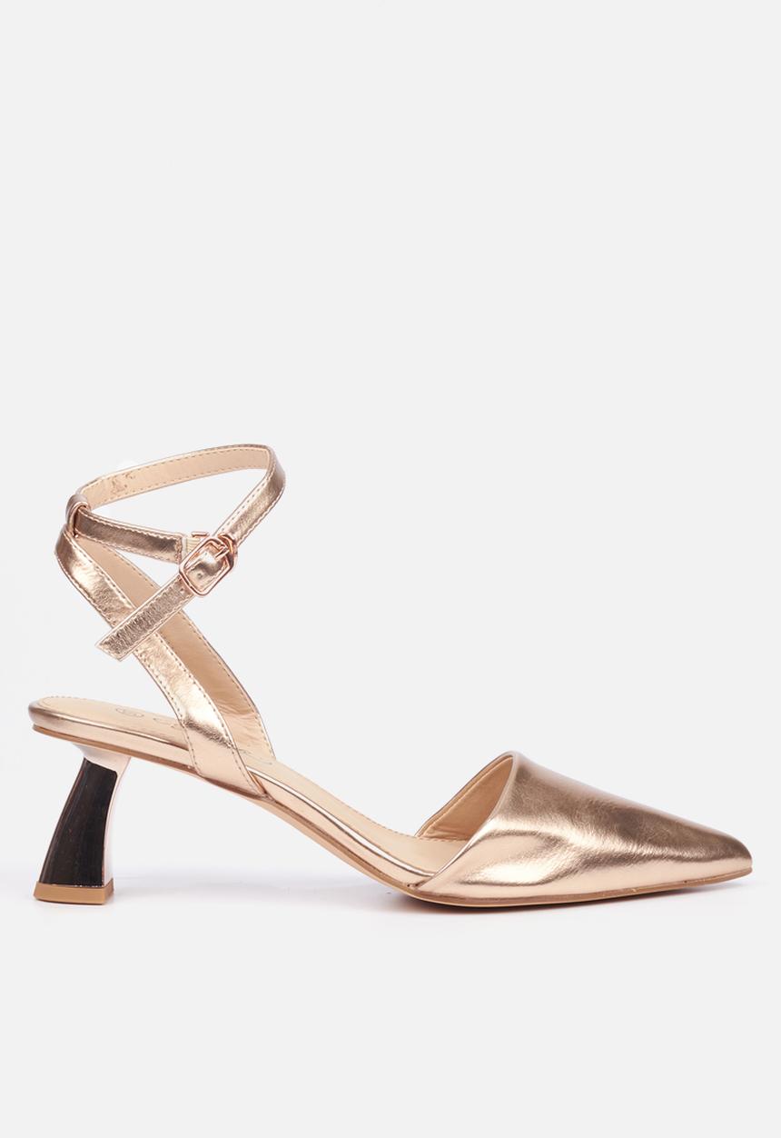 Miss Black - Cartier3 ankle tie block heel - rose gold