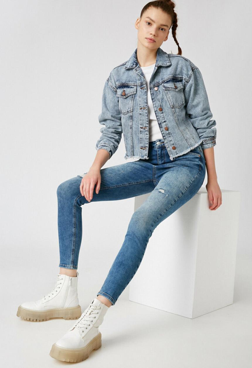 Koton - High waist skinny jeans - mid indigo