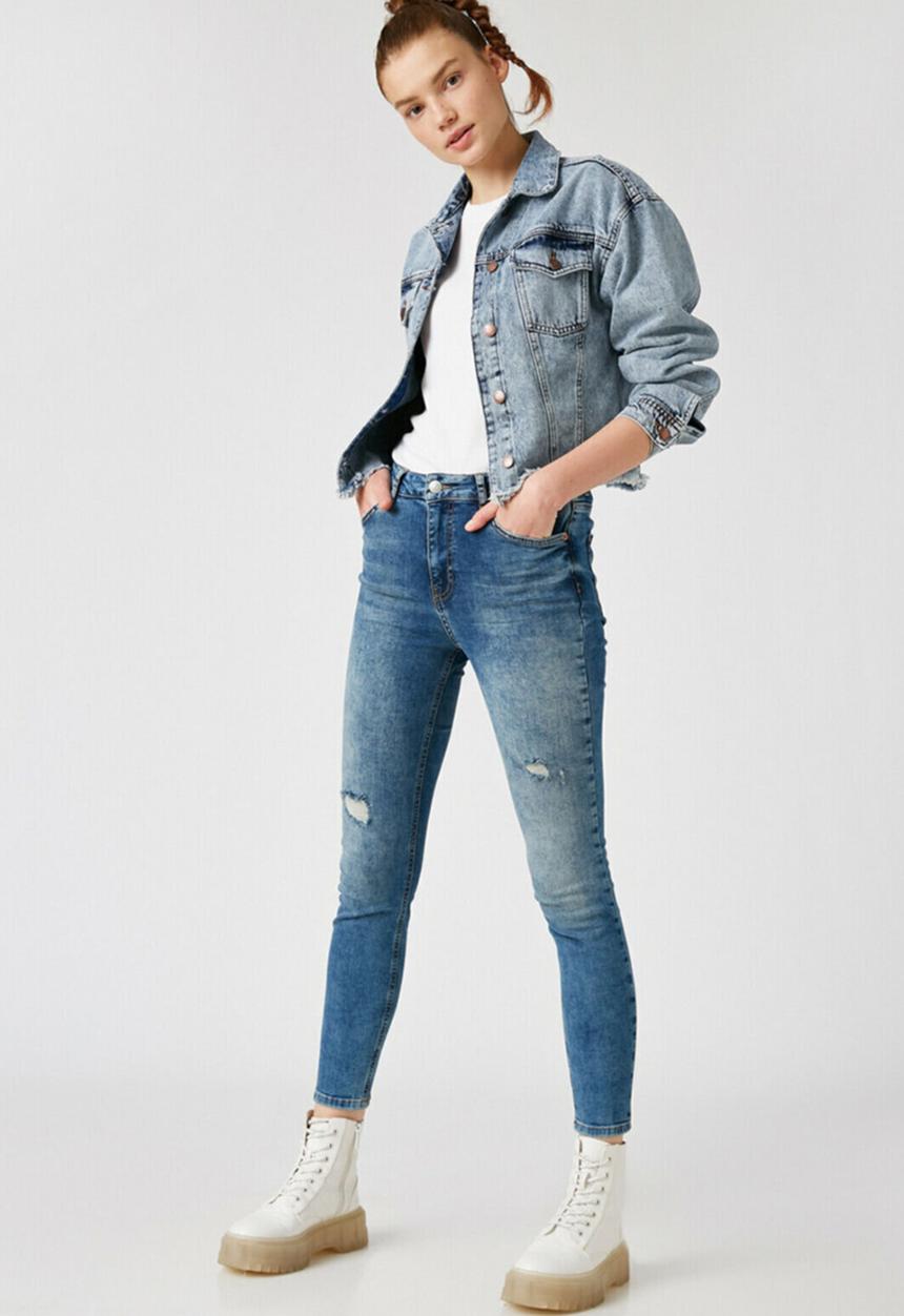 Koton - High waist skinny jeans - mid indigo