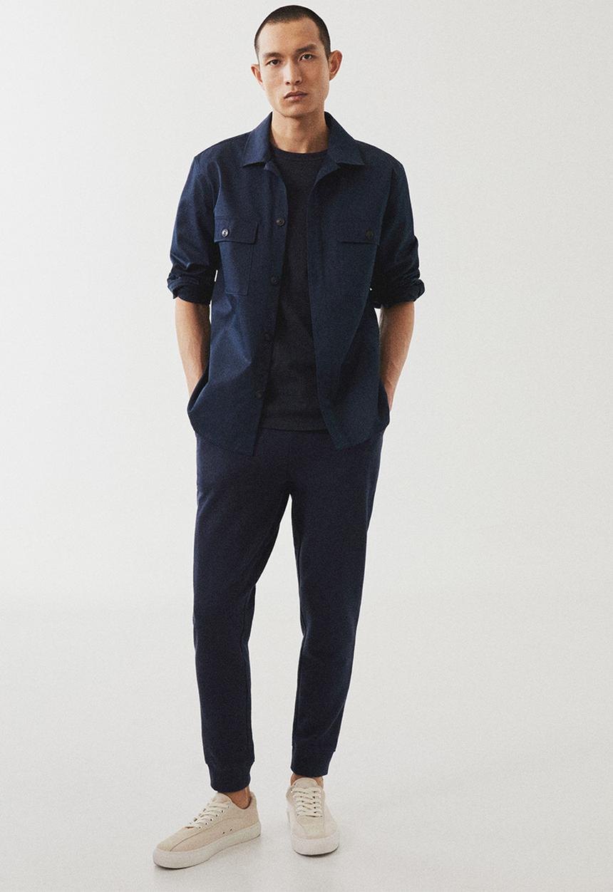 MANGO - Noel cotton jogger-style trousers - navy