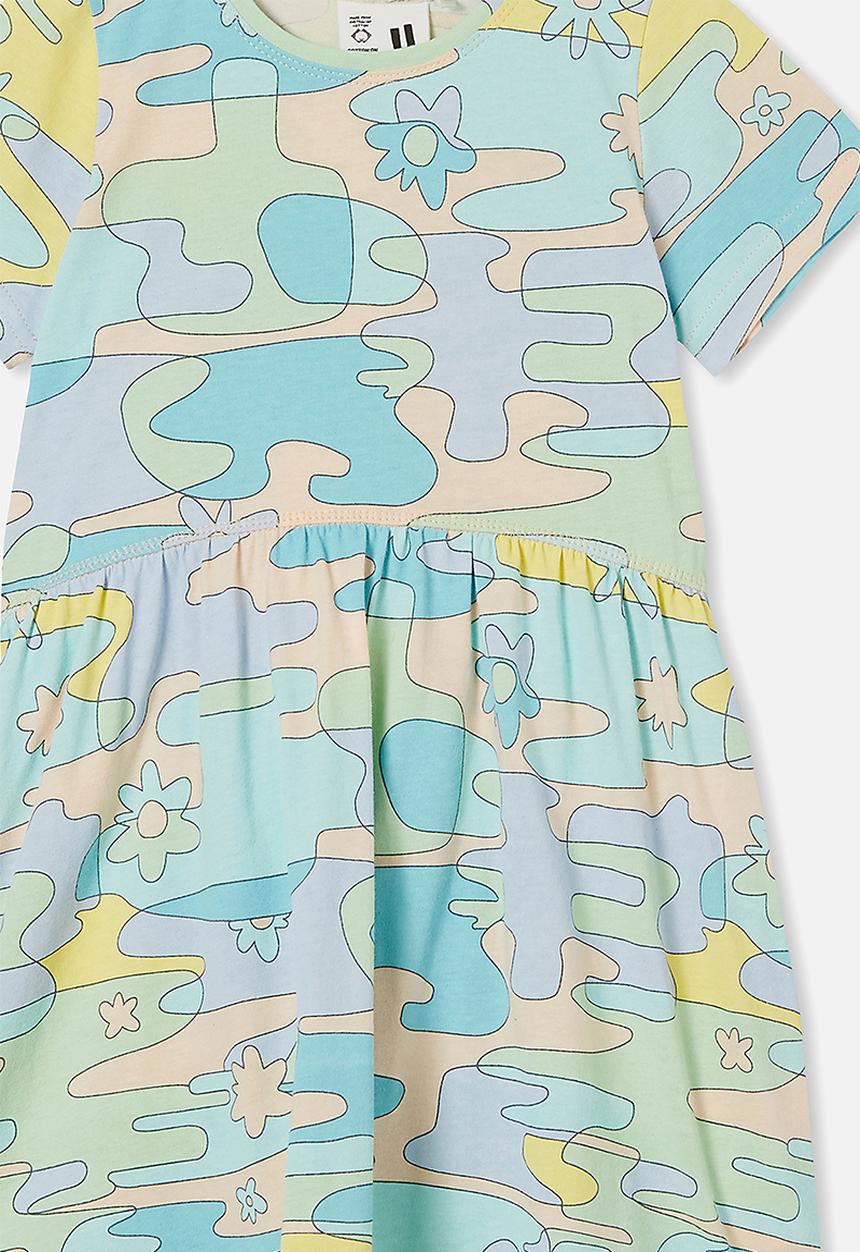 Cotton On - Freya short sleeve dress - peach tang/ripples
