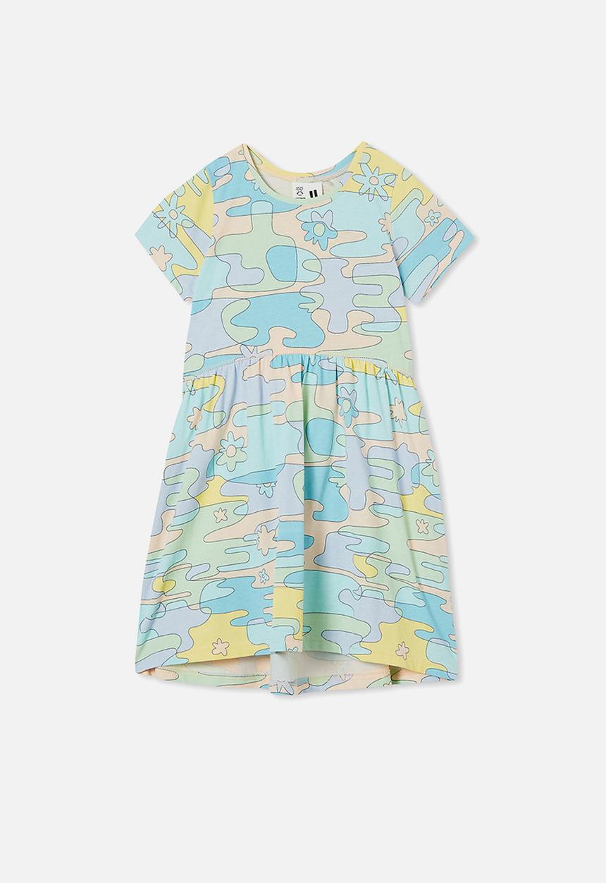 Cotton On - Freya short sleeve dress - peach tang/ripples
