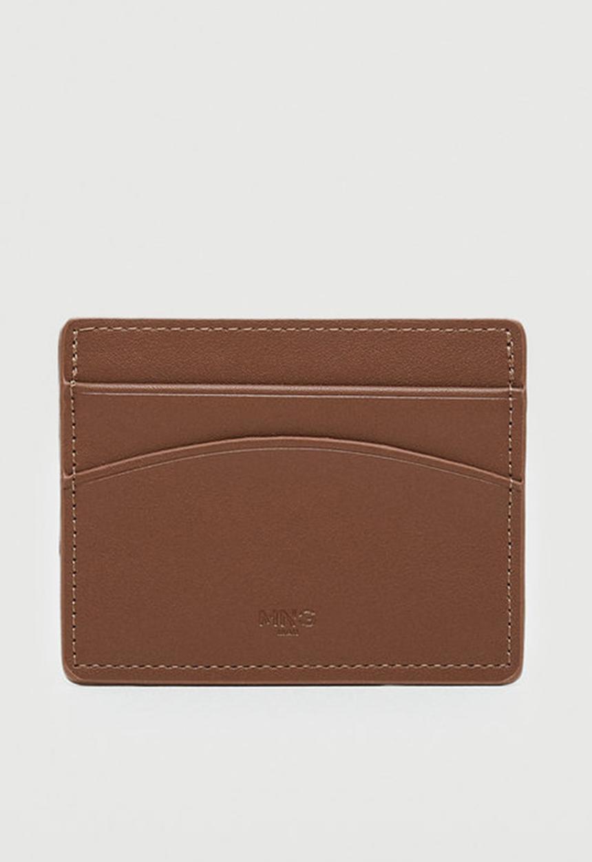 MANGO - Anti-contactless leather effect card holder - brown