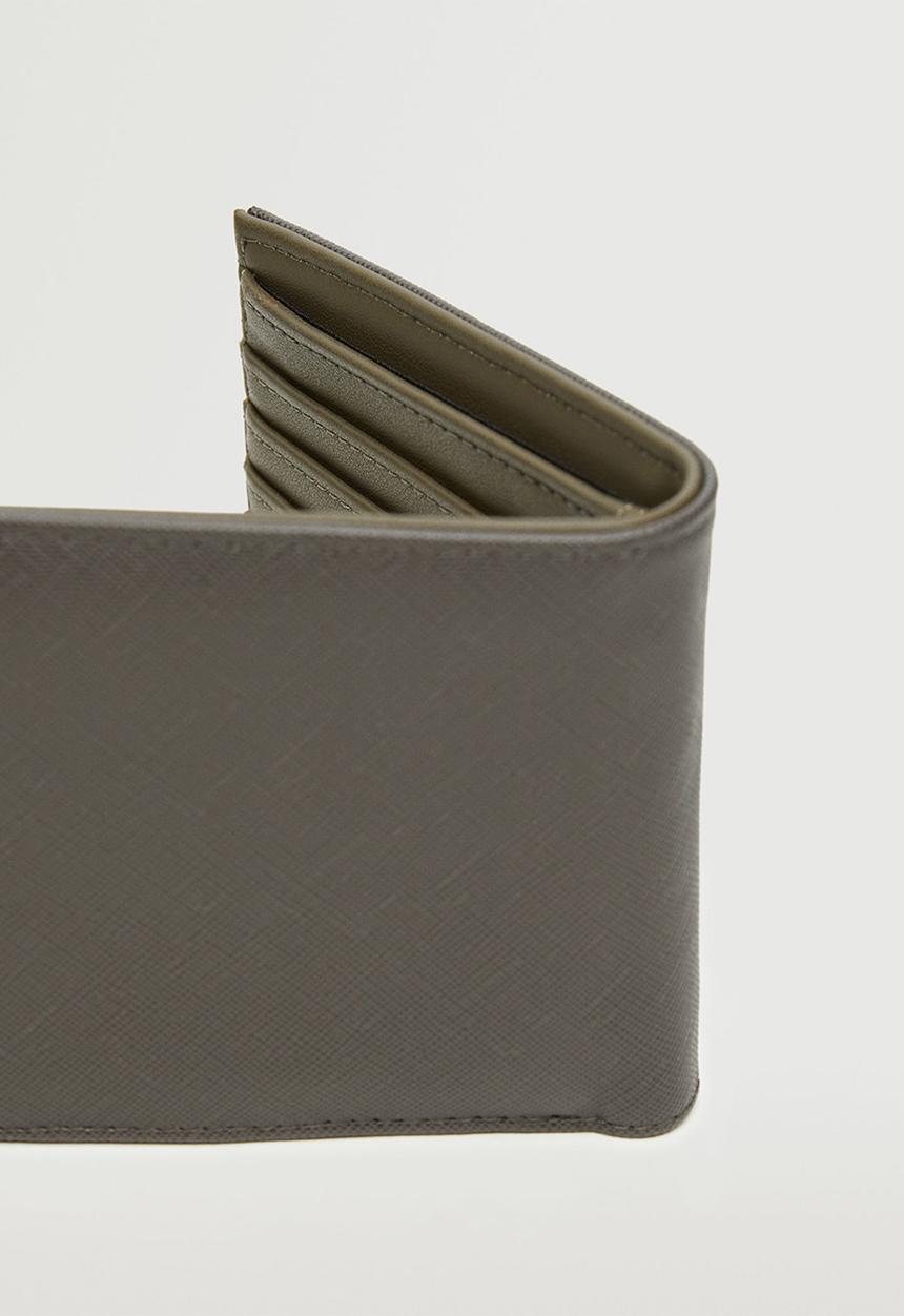 MANGO - Anti-contactless safiano wallet - khaki