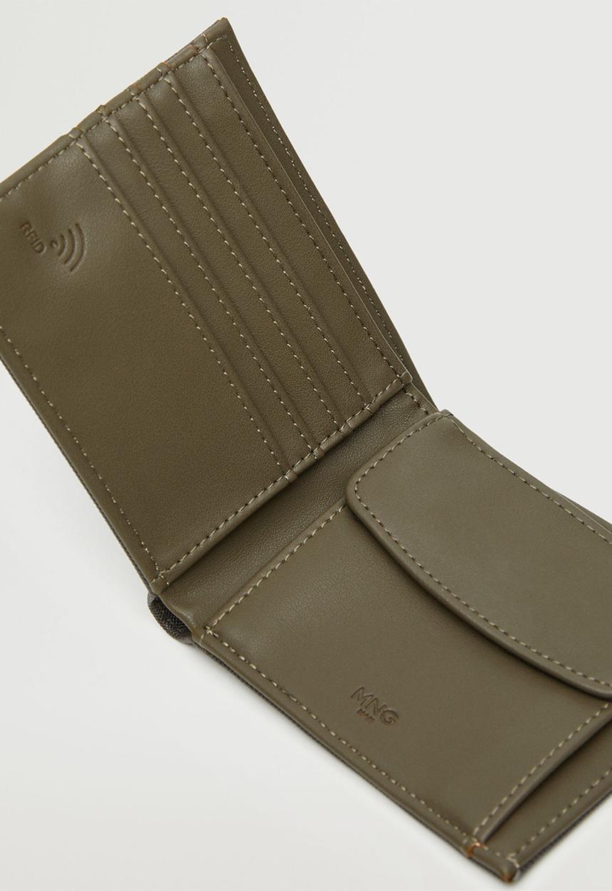 MANGO - Anti-contactless safiano wallet - khaki